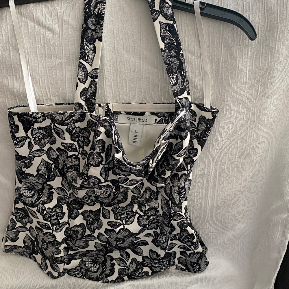 Black and White Floral Corset Top